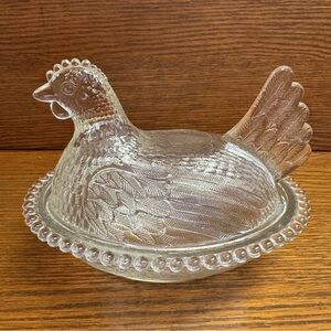 Indiana Glass Clear Hen on Nest Dish